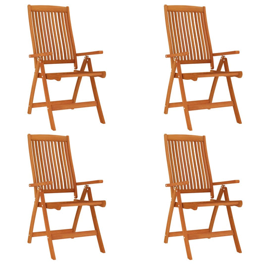 Garden Chair Set of 4 Solid Wood Eucalyptus Wood with Oil Finish