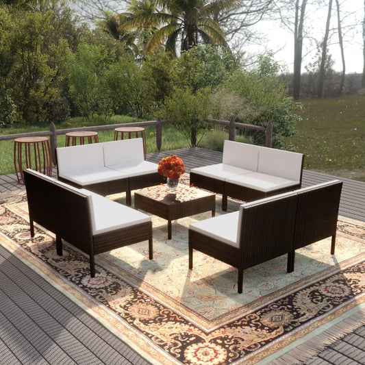 Garden Lounge Set Black PE rattan Large Modular