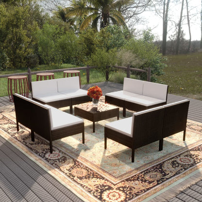 Garden Lounge Set Black PE rattan Large Modular