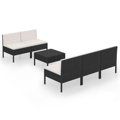Garden Lounge Set Black, Cream White Cushions