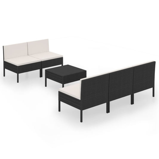 Garden Lounge Set Black, Cream White Cushions
