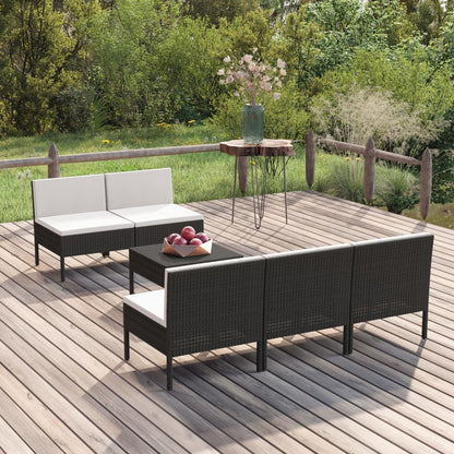 Garden Lounge Set Black, Cream White Cushions