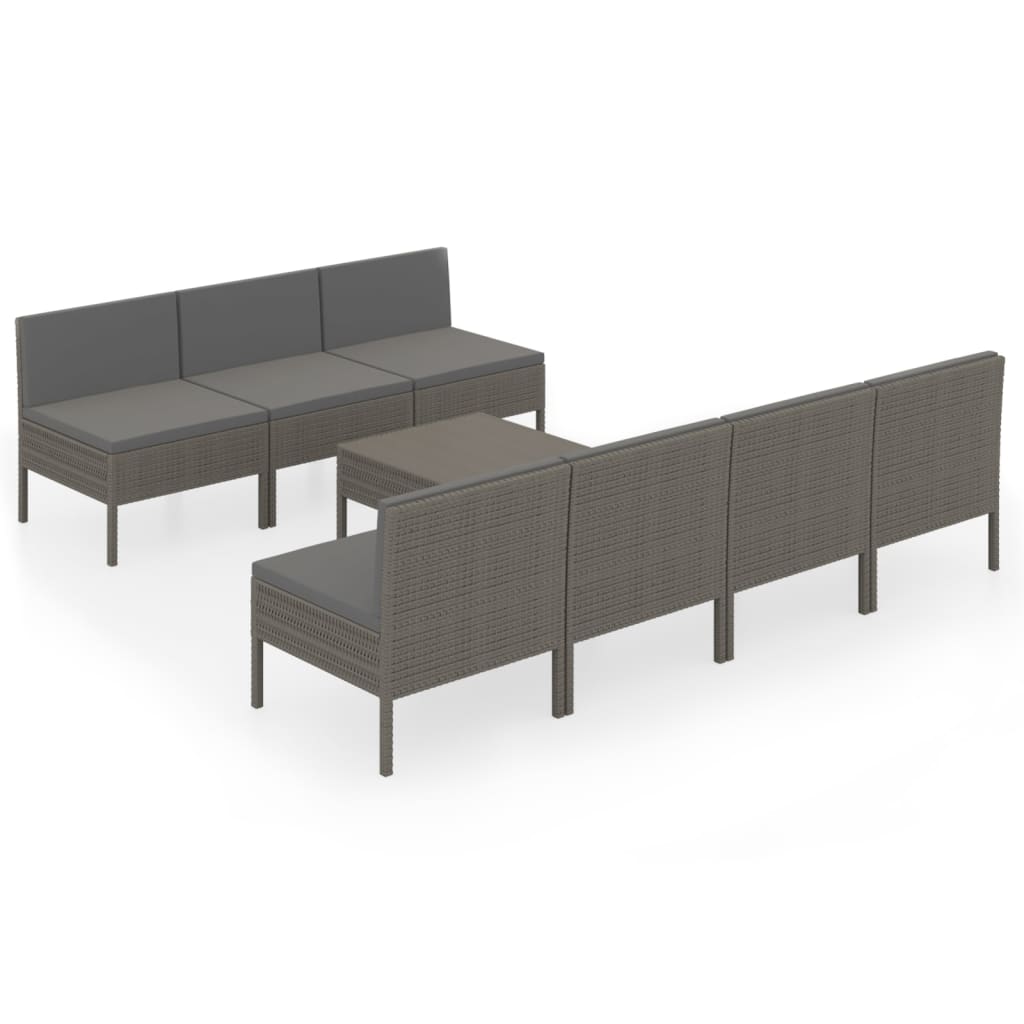 Garden Lounge Set Grey PE rattan Modular Garden Lounge Set