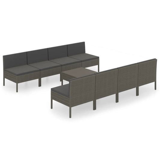 Garden Lounge Set Gray PE rattan Large Modular