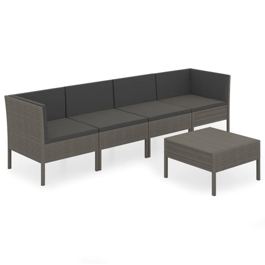Garden Lounge Set Grey/Anthracite PE rattan, powder-coated steel