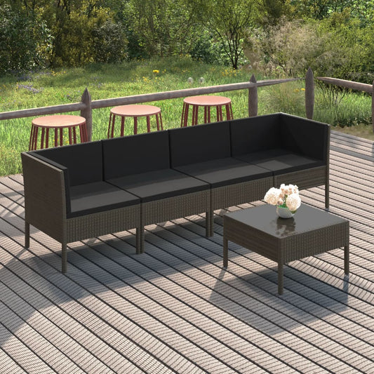 Garden Lounge Set Grey/Anthracite PE rattan, powder-coated steel