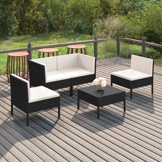 Garden Lounge Set Black PE rattan Medium Modular
