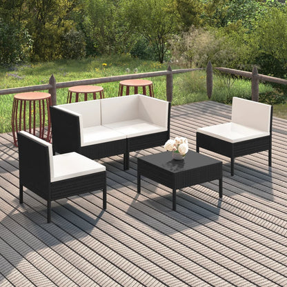 Garden Lounge Set Black PE rattan Medium Modular