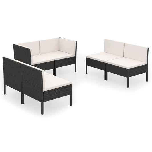 Garden Lounge Set Black PE rattan Large Modular