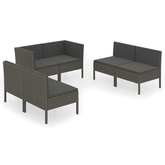 Garden Lounge Set Grey PE rattan Large Modular