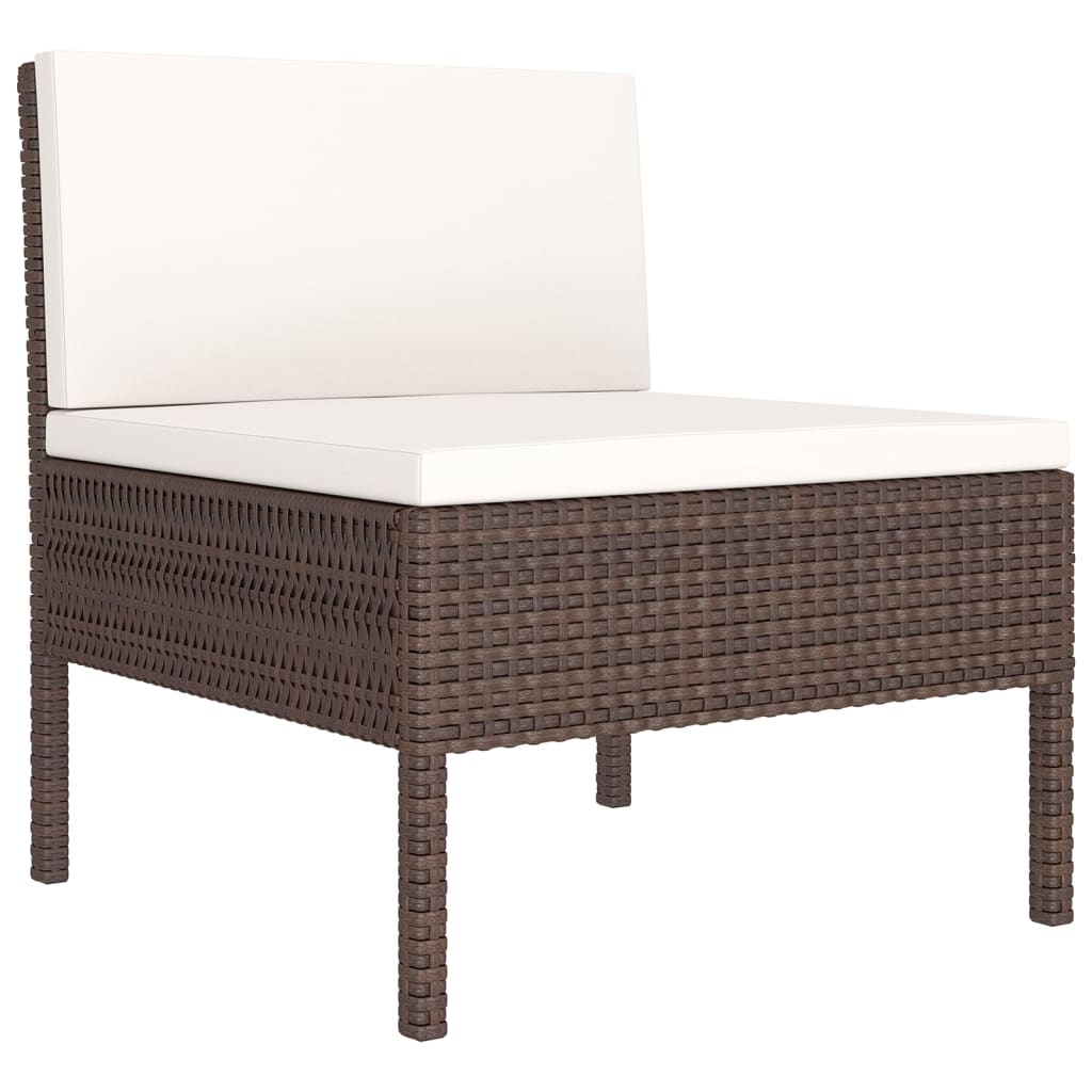 Garden Lounge Set Brown and Cream White