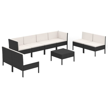 Garden Lounge Set Black PE Rattan Large Modular