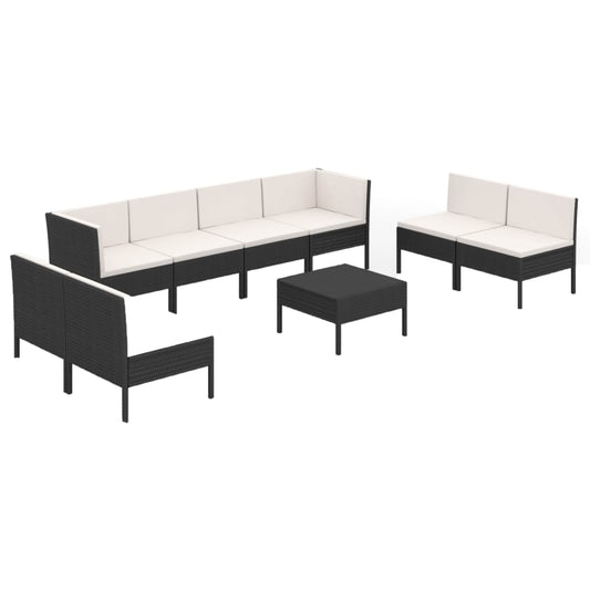 Garden Lounge Set Black PE Rattan Large Modular