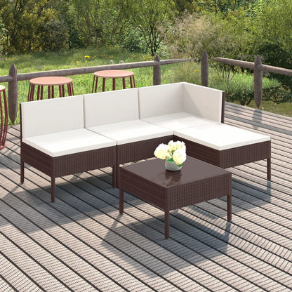 Garden Lounge Set Brown, Cream White