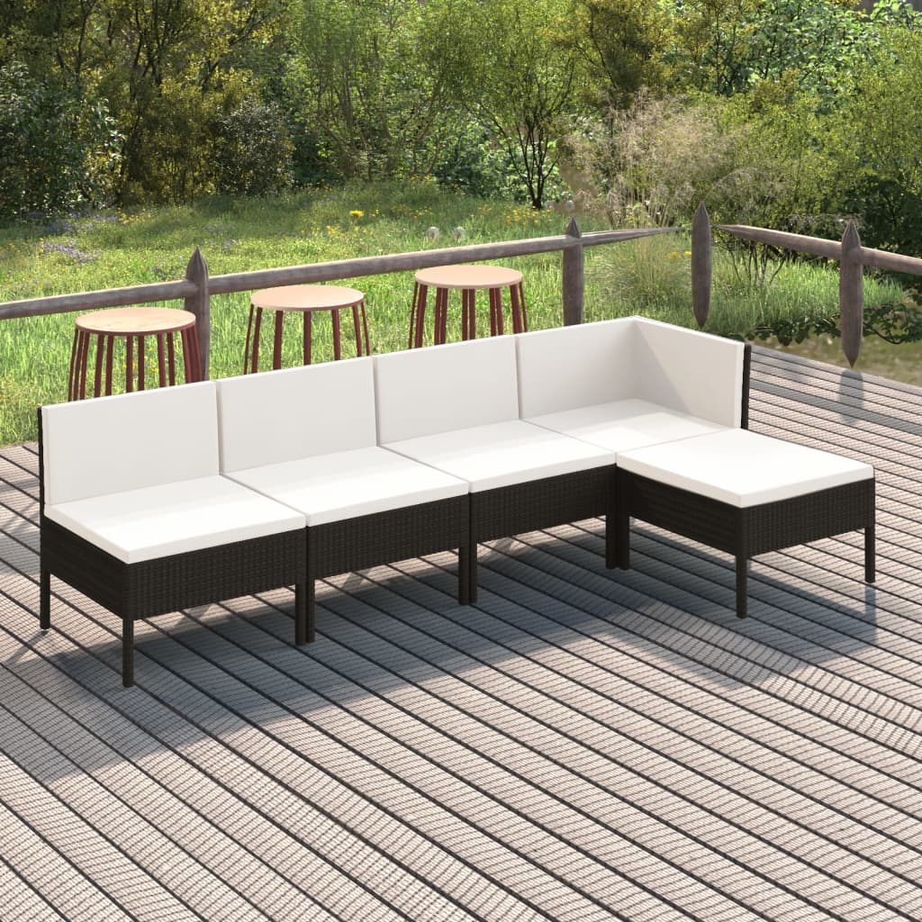 Garden Lounge Set Black, Cream White