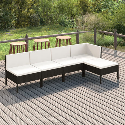 Garden Lounge Set Black, Cream White
