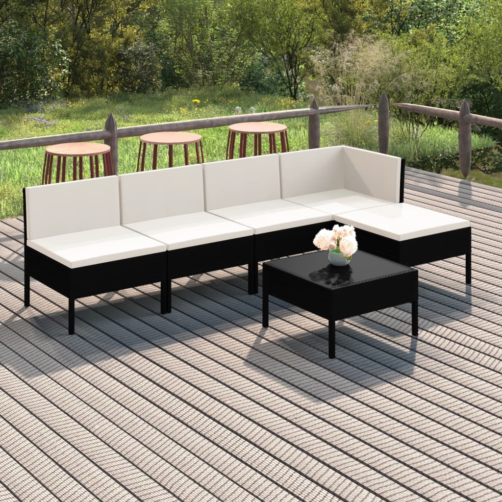 Garden Lounge Set Black, Cream White