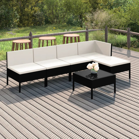 Garden Lounge Set Black, Cream White