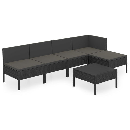 Garden Lounge Set Black Poly rattan Medium Modular