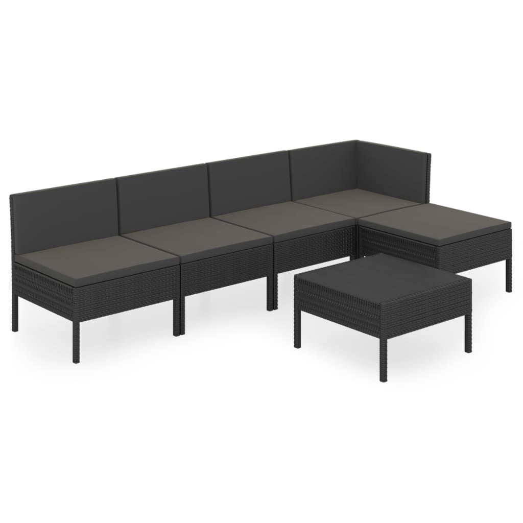 Garden Lounge Set Black Poly rattan Medium Modular