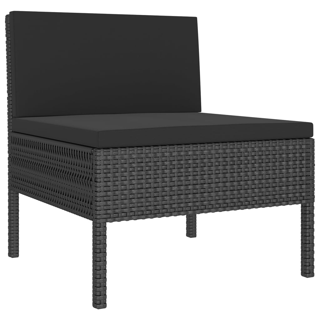 Garden Lounge Set Black Poly rattan Medium Modular