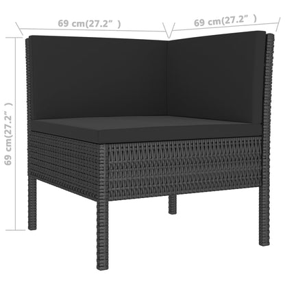 Garden Lounge Set Black Poly rattan Medium Modular