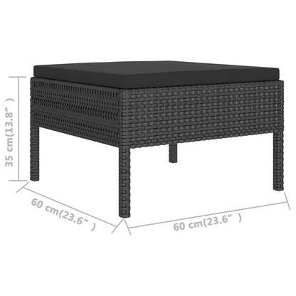 Garden Lounge Set Black Poly rattan Medium Modular