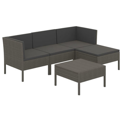 Garden Lounge Set Gray PE rattan, powder-coated steel 5 Piece Set