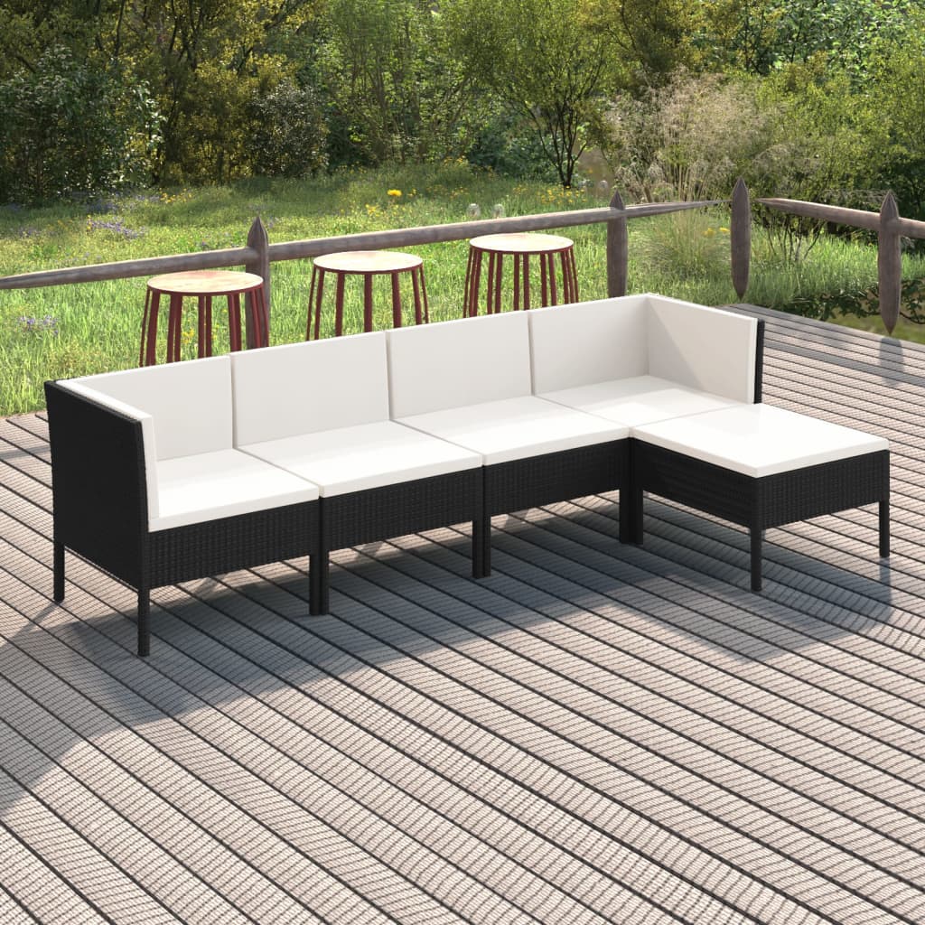 Garden Lounge Set Black and cream white