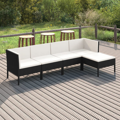 Garden Lounge Set Black and cream white