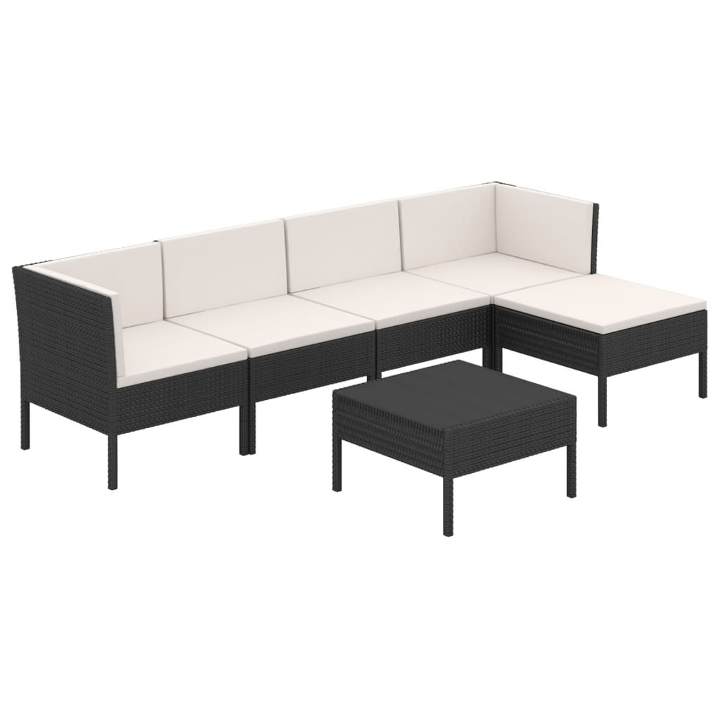 Garden Lounge Set Black with cream white cushions