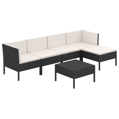 Garden Lounge Set Black with cream white cushions