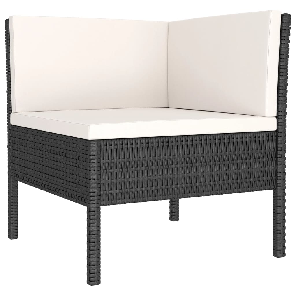 Garden Lounge Set Black with cream white cushions