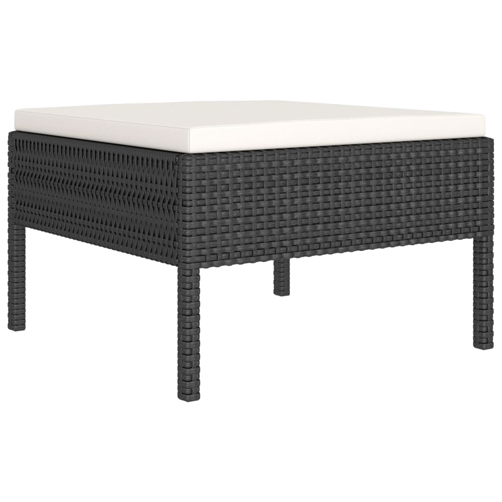 Garden Lounge Set Black with cream white cushions