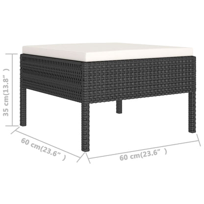 Garden Lounge Set Black with cream white cushions