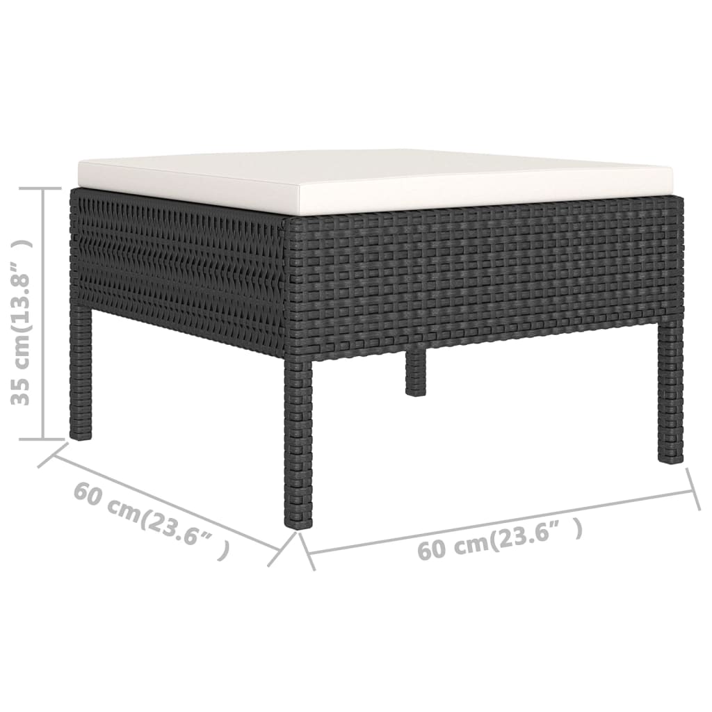 Garden Lounge Set Black with cream white cushions