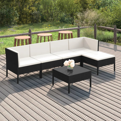 Garden Lounge Set Black with cream white cushions