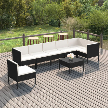 Garden Lounge Set Black PE rattan Large Modular