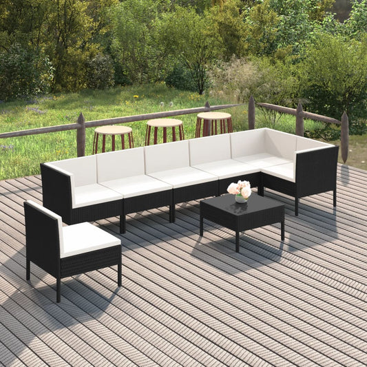 Garden Lounge Set Black PE rattan Large Modular