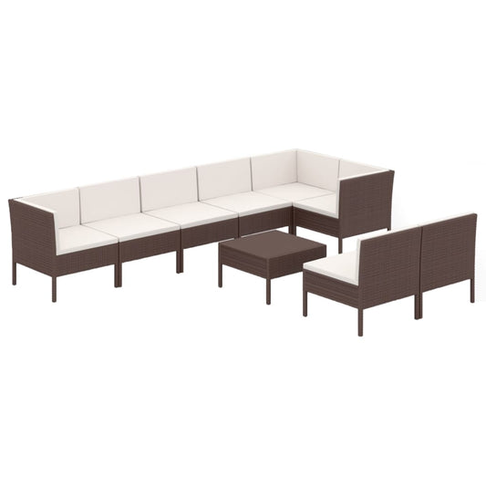 Garden Lounge Set Brown and Cream White