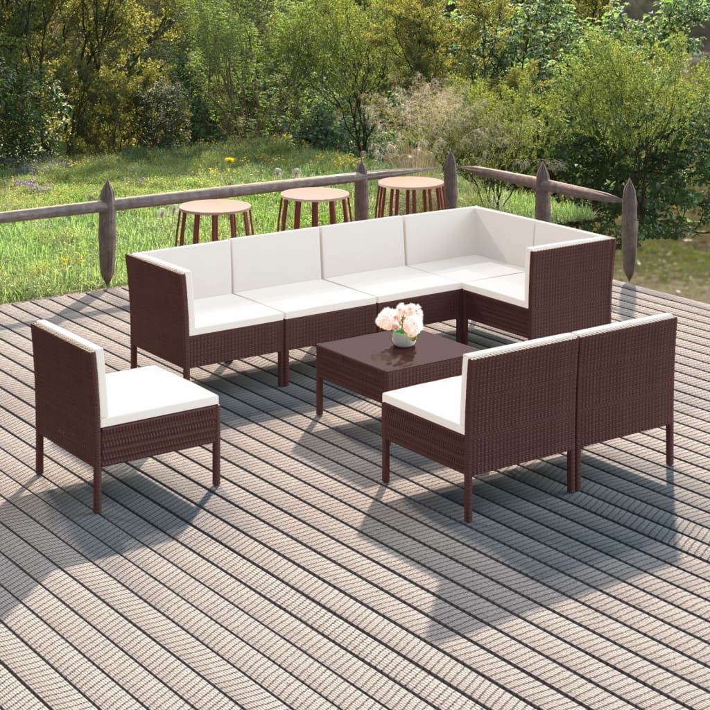 Garden Lounge Set Brown, Cream White