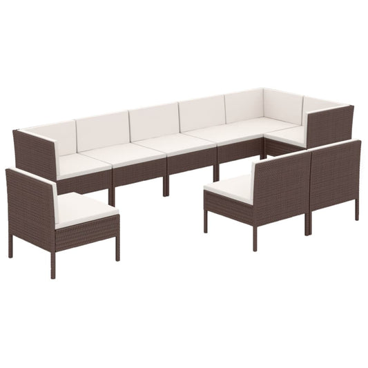 Garden Lounge Set Brown, Cream White