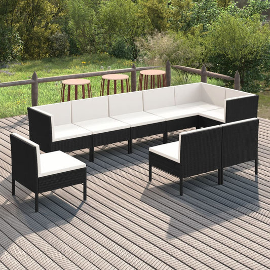 Garden Lounge Set Black, Cream White