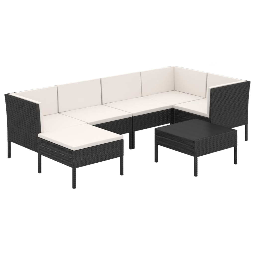 Garden Lounge Set Black PE Rattan Medium Large Modular
