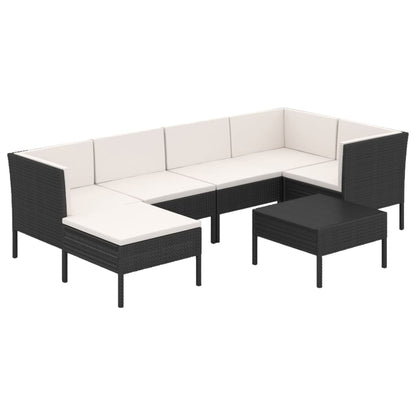 Garden Lounge Set Black PE Rattan Medium Large Modular