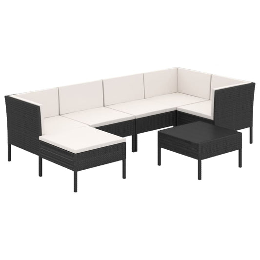 Garden Lounge Set Black PE Rattan Medium Large Modular