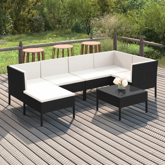 Garden Lounge Set Black PE Rattan Medium Large Modular