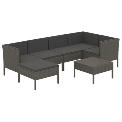 Garden Lounge Set Grey PE rattan, powder-coated steel, polyester
