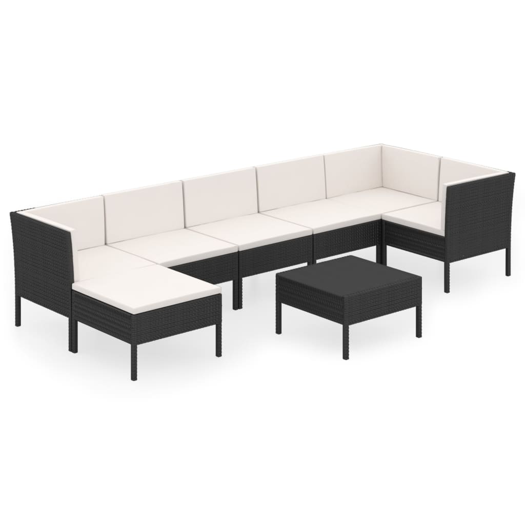Garden Lounge Set Black and cream white