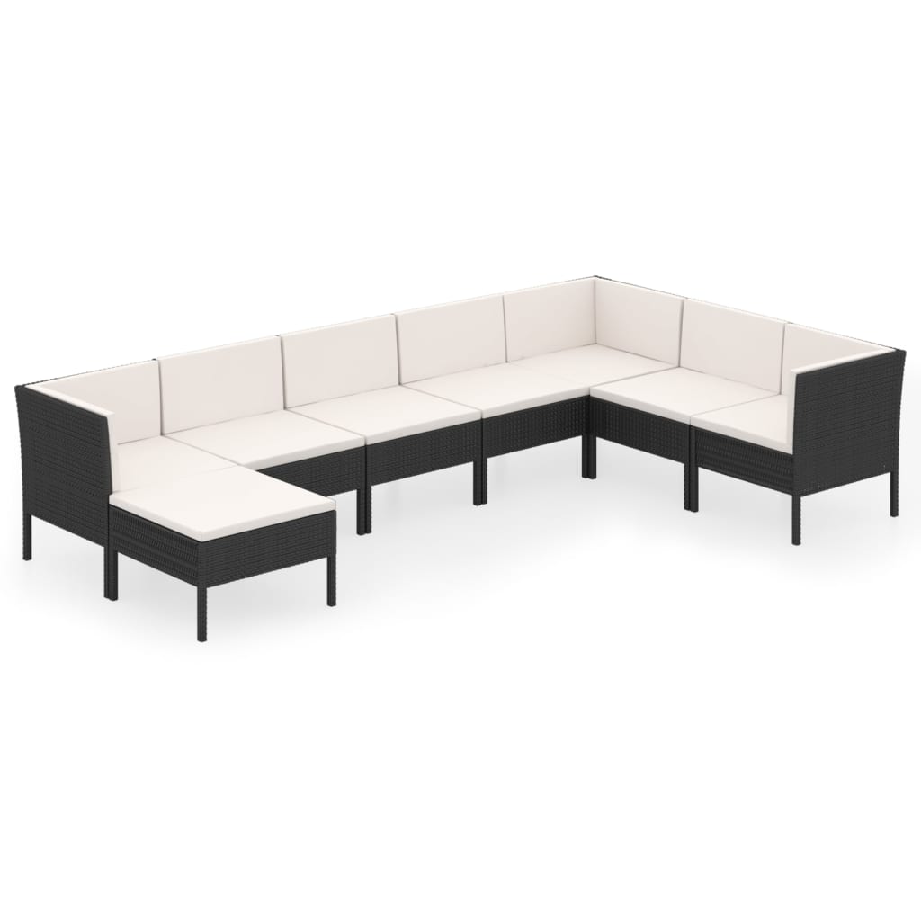 Garden Lounge Set Black PE rattan Large Modular Contemporary